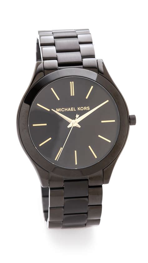 michael kors slim runway lion head watch|Michael Kors black runway watch.